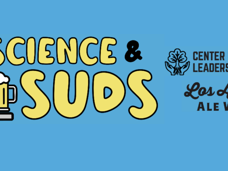Science & Suds logo showing the microscope next to a mug of beer. Next to the CDLS logo and the LA Ale Works logo.
